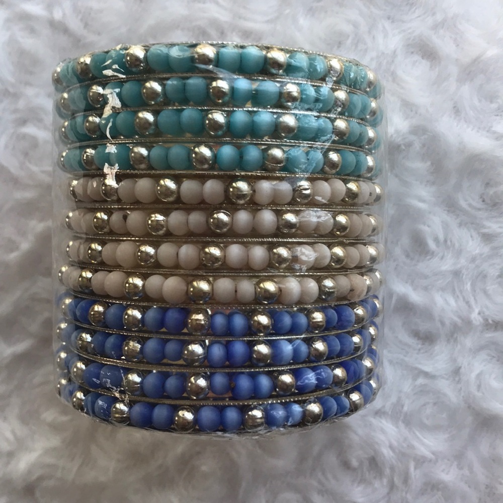 Metal beaded bangle bracelets